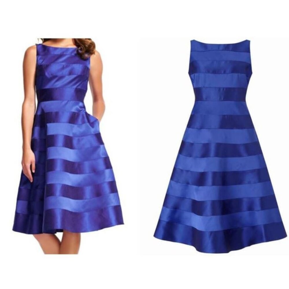 NWT Adrianna Papell Satin Stripe Dress- Neptune
